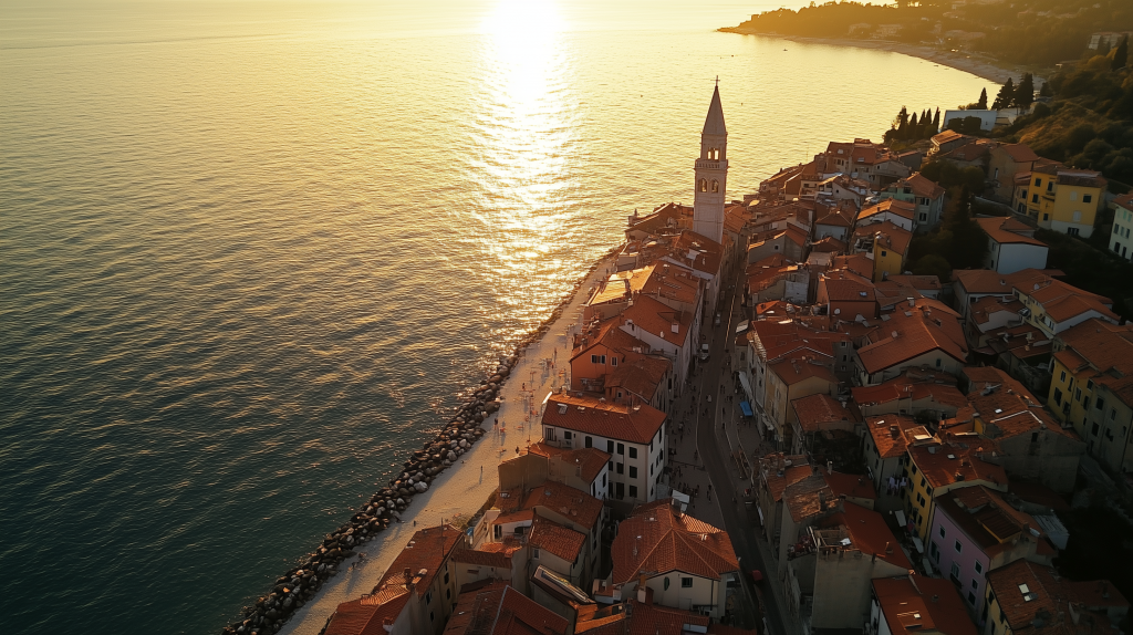 Eine wunderschöne Altstadt direkt am Meer, beleuchtet von der goldenen Abendsonne.